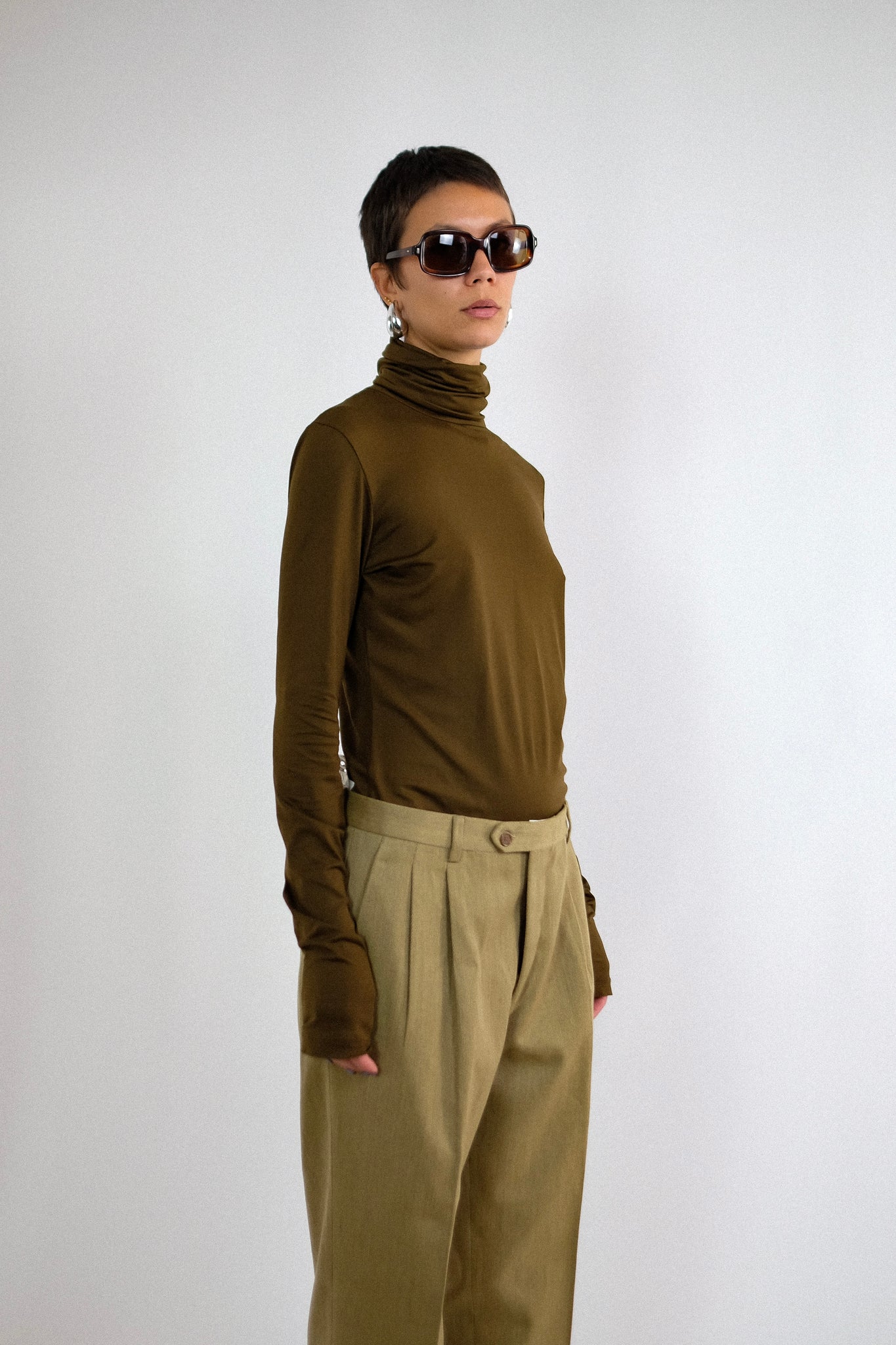JEAN PAUL GAULTIER FEMME TURTLENECK T IN KHAKI