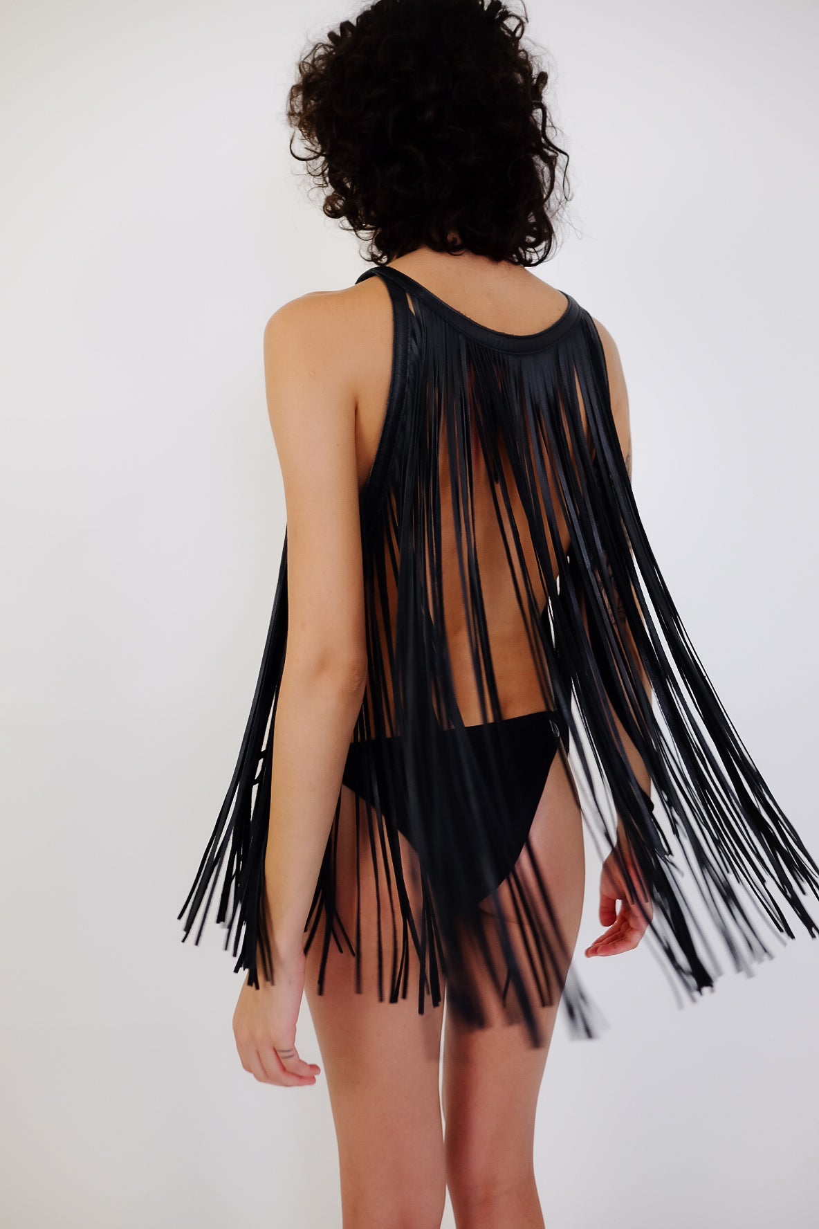 LEATHER FRINGE TOP