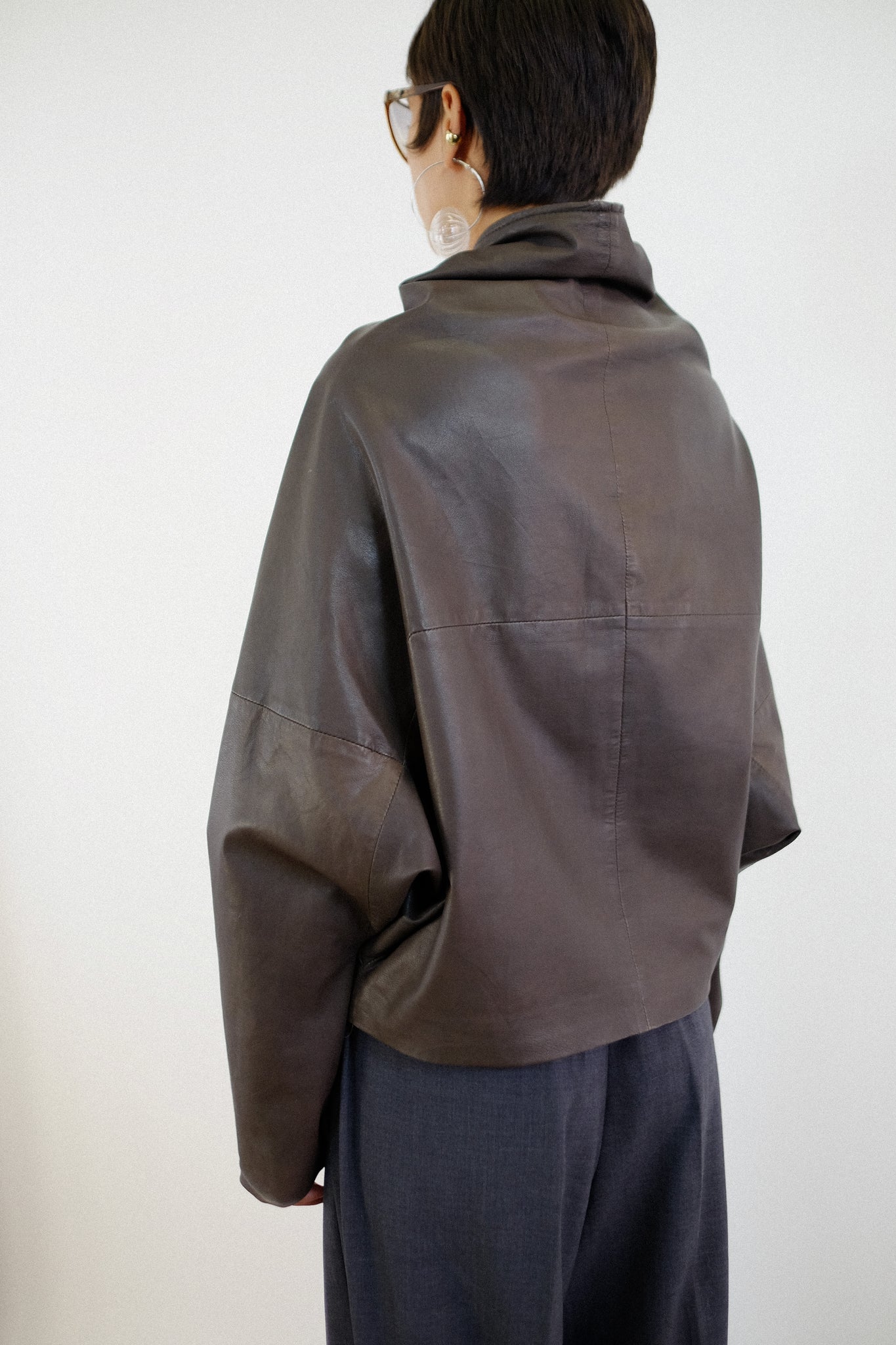 AMEN FULL ZIP LEATHER JACKET IN DEEP BROWN