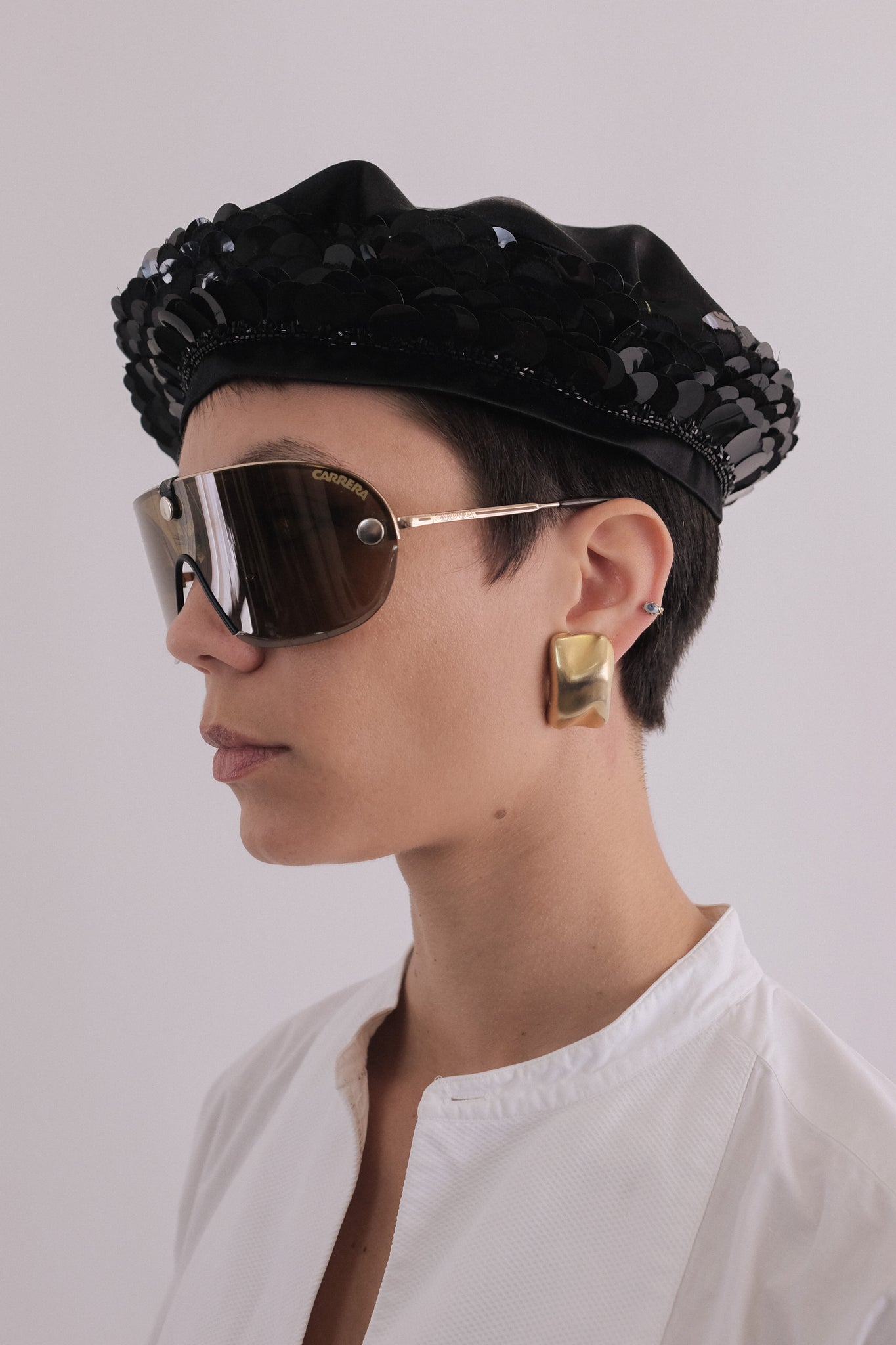 EMPORIO ARMANI CIRCA 1990s DEADSTOCK EMBROIDERED BERET